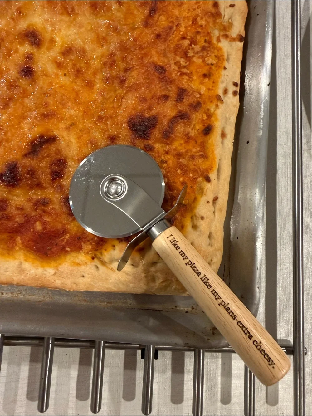 Wood Handle Pizza Cutter - Stainless Steel Wheel (Black/Silver) Personalized